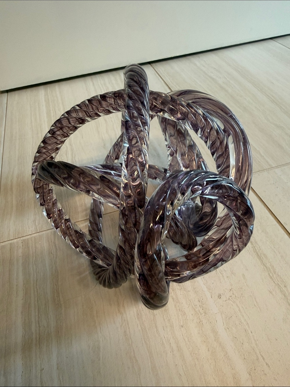 ZGallerie Handblown Glass Knot Sculpture in Smoky Purple